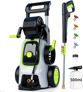 2026 Upgraded Pressure Washer 5000PSI with Luggage-Style Telescopic Handle, 4 Quick-Connect Nozzles, 500ML Soap Tank, Portable High-Power Cleaning Machine for Car, Fence, Driveway, Patio & Home,Green