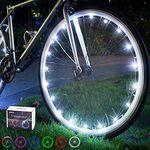 DAWAY A01 Led Wheel Bike Tire Lights - Bright Bicycle Spoke Light (1 Pcs, White), Cool Safety Bike Wheel or Wheelchair Accessories, Fun Gifts for Girls Boys Kids, Battery Included