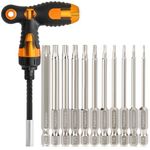 13Pcs Torx Screwdriver Sets Hakkin Torx Bit Set with Ratchet Screwdriver 75mm Torx Security Bit Set S2 Steel T6-T40 Magnetic Tamper Proof Torx Bits for Screwdriver, Impact Drill, Ratchet Wrench etc