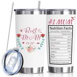 Travel Mugs, Gifts for Mum Mothers Day Birthday Gifts for Mum Reusable Coffee Cup Tumbler with Straw and Lid Car Coffee Cup Stainless Steel Double Wall Vacuum Insulated Thermal Mug for Hot & Cold