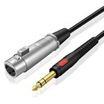 TNP 3 Pin XLR Female to 1/4 Inch Male TRS Microphone Cable Jack - Balanced (6. 35mm) Quarter Inch TRS to XLR Female Cable - Gold Plated XLR to 1/4 Cable for Speaker, AMP, Guitar, Speakers (15 ft)