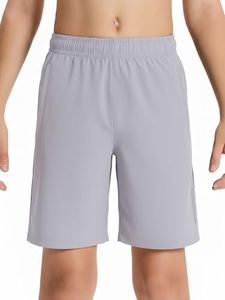 DEVOROPA Youth Boys Athletic Running Shorts Lightweight Quick Dry Sports Workout Gym Hiking Shorts Zip Pockets UPF 50+ Light Gray XS