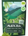 NaturaleBio Japanese Organic Matcha Green Tea Powder - Premium Grade - 200g. Tea Produced in Japan, Uji, Kyoto. Use for Drinking, Smoothie Making and with Milk. Vegan & Vegetarian Friendly