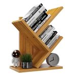 YMYNY 2 Tier Tree Bookshelf, Small Bookcase, Modern Wood Book Storage Rack Organizer, Freestanding Book Shelf for Books/Movies/CDs, Display Rack for Bedroom, Home Office, Natural HBC012N