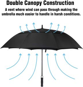 ACEIken 62-Inch Golf Umbrella – Large Windproof, Black