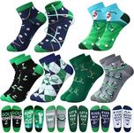 Breathffy 6 Pairs Funny Golf Novelty Compression Low Cut Socks Gifts for Men Sport Fans Lovers, Green, Gray, Blue, Black, White