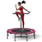 CLORIS 40'' Foldable Fitness Trampoline - Max Load 400lbs, Rebounder with Adjustable Foam Handle Indoor/Outdoor Fitness Body Exercise (48'' Pink)