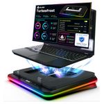KLIM Turbofrost Laptop Cooling Pad for Gaming – 4 x 4000 RPM Turbo Fans, RGB Lighting, 4 USB Ports, Dual Power (USB-C/DC), Sealed Foam for Fast Cooling – Fits Up to 17” Laptops – Black