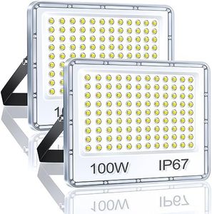 YIQIBRO LED Outdoor Spotlight, 100 W, Pack of 2, LED Floodlight, Super Bright 10000 lm, 6500 K, Cool White, IP67 Waterproof Outdoor Spotlight, Outdoor Spotlight for Backyard, Patios, Garage, Hallway,