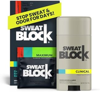 SweatBlock Maximum Clinical Strength Antiperspirant and Deodorant System for Men and Women Hyperhidrosis Aid for Excessive Sweating and Odor 10 DRIBOOST Wipes plus Sandalwood Deodorant Stick 2.7 oz