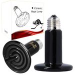 Woyrise 100W Ceramic Heat Emitter, Reptile Heat Lamp Bulbs, No Light Emitting Brooder Coop Heater for Amphibian Pet & Incubating Chicken, Black (2-Pack)