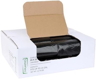 Typlastics Black Trash Bags, 10-15 Gallon,1000 Count, 24" x 33", High Density Garbage Bags for Bathroom,Kitchen, Office, Industrial, Commercial, Janitorial, Municipal, Recycling