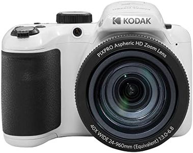 KODAK PIXPRO AZ405-WH 20MP Digital Camera 40X Optical Zoom 24mm Wide Angle Lens Optical Image Stabilization 1080P Full HD Video 3" LCD Vlogging Camera (White), Full Frame