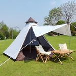 Lightweight waterproof double layers camping indian tipi tent yurt teepee tent for outdoor hiking. (White)