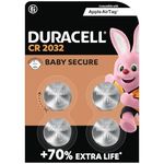 Duracell CR2032 Lithium Coin Batteries 3V (4 Pack) - Up to 70% Extra Life* - Baby Secure Technology – Recommended for use in Apple AirTag - Use in Key Fobs, Home Devices, Fitness, Medical Accessories