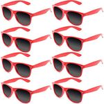 8 Pack 80s Red Sunglasses Bulk Adult Party Favors Glasses Neon Sunglasses Party Pack Retro Sunglasses Set