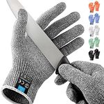 Zulay Cut Resistant Gloves Food Grade Level 5 Protection - Comfortable Safety Cutting Gloves For Chefs - Cut Resistant Work Gloves For Oyster Shucking, Fish Fillet, Mandolin Slicing (Large, Gray)