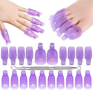 Makartt Gel Nail Polish Remover Clips Kit,With Double Ended Metal Cuticle Pusher,20 pcs Plastic Resuable Finger and Toe nail clips for removal Acrylic Nail Art Gel Polish Soak Off Cap Clip