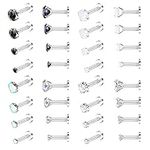 Finrezio 16Pairs Lip Rings for Women Men 16G Stainless Steel Labret Studs Cartilage Forward Helix Tragus Earrings Medusa Monroe Lip Ring Piercing Jewelry 2/3/4/5MM