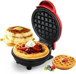 Holstein Mini Waffle Maker Machine 3 In 1 Waffle Iron Home Appliances Kitchen Easy To Clean, 4 Inch, Perfect For Breakfast, Dessert, Sandwich, Pan Cakes, Other Snacks|Assorted - 350 Watts (Red)