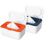 Caromoriber House 2 Pcs Wipes Dispenser, Dustproof Wipes Container Wet Tissue Box Baby Wipe Holder Large Capacity Wipes/Tissue Case with Secure Lid Keeps Wipes Fresh for Home Office(Blue+Orange)