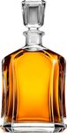 Bormioli Rocco Capitol Glass Decanter, Airtight Geometric Stopper, 23.75 oz Whiskey Decanter for Wine, Bourbon, Brandy, Liquor, Juice, Made in Italy.