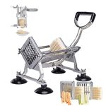 CREWORKS Commercial Grade Aluminum Alloy Heavy Duty French Fry Cutter & Slicer with Suction Feet Complete Set with 3/8" 1/2" Wedge Blades/Pusher Blocks