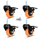 Heavy Duty Swivel Wheels 2 Inch PVC Casters with Stem 1/4''-20x1'' Dual Locking Industrial Caster Safety Wheels Load Bearing 600 Lbs Castors Set of 4 for Cart, Furniture