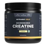 Nutrabay Gold Micronised Creatine Monohydrate Powder - 250g, Lemon | NABL Lab Tested | 3g Creatine/Serving | Increases Muscle Mass, Strength & Power | Pre & Post Workout Supplement | For Men & Women