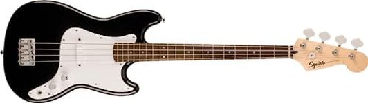 Squier by Fender Sonic Bronco Bass Guitar, Laurel Fingerboard, White Pickguard, Black