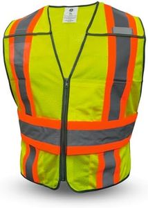 GE Multi-Functional Safety Vest Expandable 5-Point Breakaway High Visibility with Zipper Pockets, Class 2 Green X-Large