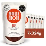 Organic Beef Bone Broth by Borough Broth - Freshly Made with Grass-Fed Beef & British Spring Water - High in Collagen & Protein - Low-Cal & Gluten Free - Delivered Chilled - 7 x 324g