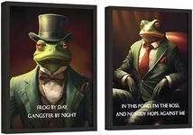 EXCOOL CLUB Vintage Frog Decor Aesthetic - 12x16 | 30x40 cm Gentleman Frog Poster, Frog Art Print, Green Frog Boss In Suit Pictures, Retro Animal Portrait Wall Decor for Bedroom Office Decorations (UNFRAMED)