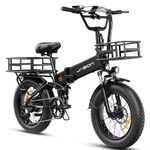 Jasion X-Hunter Electric Bike for Adults,1400W Peak Motor 30MPH Max Speed 48V 13AH Removable Battery,Full Suspension System Design 20 * 4.0 Fat Tire Foldable Ebike 7-Speed Bicycles with Basket