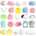 POPOYU 30P Small Mochi Squishy Toys,Mochi Party Bag Fillers,Mini Moji Fidget Toy Small Prizes Animals Mochi Squishes Toys Fidget for Kids Party Bag Fillers for Kids Party Girls Boys Classroom Prizes