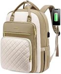 LOVEVOOK Laptop Backpack Women 15.6 Inch, Backpack Womens, Rucksack Bag for College Work Travel University, Lightweight Commuter Bags with USB Port, Ladies Backpacks,Beige Khaki