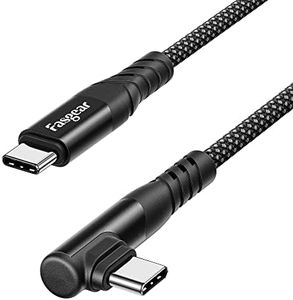 Fasgear 240W USB C to USB C Cable 1 Pack 10ft PD 3.1 USB 2.0 Type C 5A Fast Charging Charger Cable Right Angle Nylon Braided Compatible with Surface Book 2,Google Pixel 6 Pro, Mac-Book Pro Charger