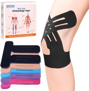 IEADEN Precut Kinesiology Tape for Knees, 20 Pcs, Upgraded, Knee Support & Stability, Knee Pain Relief Athletic Tape - Waterproof & Elastic, Breathable Hypoallergenic Latex-Free Tape, Black