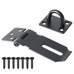 Alise MS9B-3C Padlock Hasp Door Clasp Gate Lock Latch,SUS 304 Stainless Steel Matte Black Finish