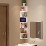 HIURYD Zig Zag Engineered Wood Floating Corner Rack Shelves for Living and Bedroom Decoration (MDF- Medium Density Fiber) Corner Décor(Many Colors are Available) (Large, White)