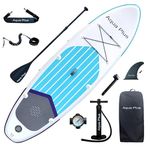 Aqua Plus 6inches Thick Inflatable SUP for All Skill Levels Stand Up Paddle Board,Paddle,Pump,ISUP Travel Backpack, Leash,Shoulder Strap,Youth,Adult Inflatable Paddle Board