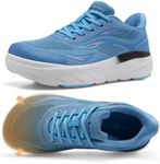 Women's Orthopedic Diabetic Wide Sport Shoes: Comfortable Plantar Fasciitis Arch Support Bunions Recovery Flat Feet Sneakers, Outdoor Gowalk Pain Relief Slip On Walking Shoes Light Blue Size 9.5