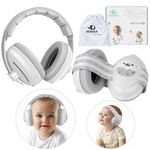 BEBOAN 2-in-1 Baby Ear Defenders Baby Noise Cancelling Headphones Gray Toddler Newborn Ear Defenders Baby Ear Muffs Protectors for Airplane Travel