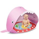 Opret Pop Up Baby Beach Tent, Folding Kids Sun Shade with Little Pool Pink Whale Style 50+ SPF UV Protection Sun Shelter Portable Lightweight for Indoor and Outdoor