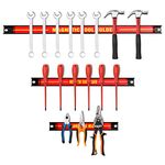 COSTWAY Set of 3/6 Magnetic Tool Holder, Heavy Duty Wall Mount Screwdriver Holder Rack Strip, Space-saving Magnetic Tool Organizer Bars for Garage Workshop Kitchen (3 Pcs with Different Length