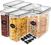 KICHLY Cereal Storage Container (Set of 6) – BPA Free Plastic – Airtight Kitchen Storage Containers -Dry Food Storage – Cereal Dispenser for Kitchen & Pantry