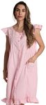 Dreamcrest 100% Cotton Sleeveless Night Gown for Women Cute Floral Summer Sleep Dress, Pink Throttle, Medium