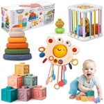 Richday Baby Toys 4 in1 Montessori Children's Toys for 6-12-18Months Stacking Building Blocks Sensory Bin Teething Toys newborn girls boys toys gifts.
