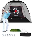 Golf Hitting Practice Nets and Turf Mat Tees for Backyard Driving Gift for Mens Real Indoor Golf Lovers Balls Hitting Driving Nets for Indoor Outdoor Garage Use Golfing Swing Training Impact Cages