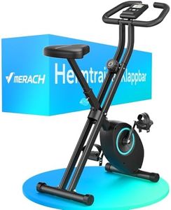 MERACH Heimtrainer Fahrrad Klappbar, Hometrainer Fahrrad mit LCD Monitor, Ergometer Heimtrainer mit Bequemem Sitzkissen, Fitnessbikes für Zuhause, Platzsparend
